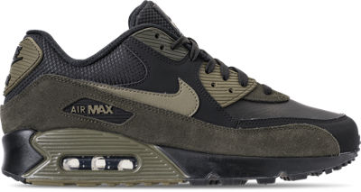 NIKE MEN'S AIR MAX 90 LEATHER RUNNING SHOES, GREEN/BLACK,2374978