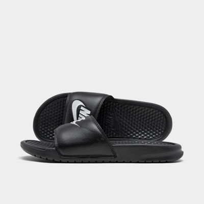 half black half white nike slides