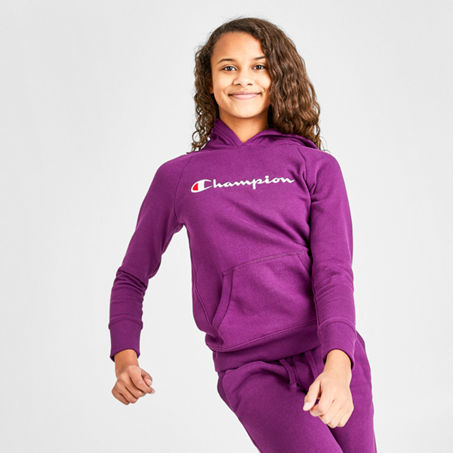 Champion Kids'  Girls' Script Logo Hoodie In Purple