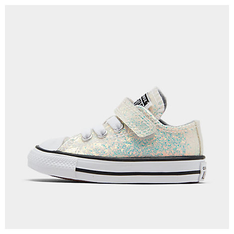 Converse Girls' Toddler Chuck Taylor All Star Coated Glitter Hook-and-loop Casual Shoes In Grey