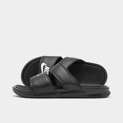 white nike slides with two straps