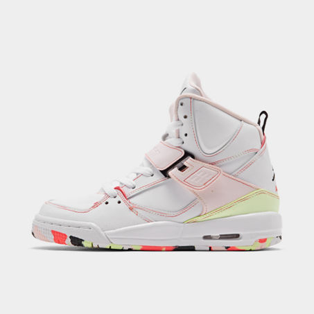 Nike Jordan Girls' Big Kids' Jordan Flight 45 High Ip (3.5y-9.5y) Basketball Shoes In White