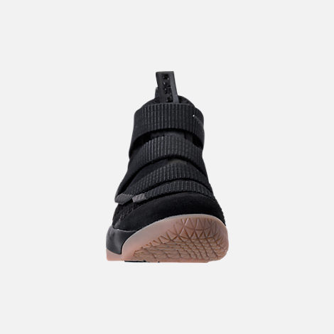 Men's Nike LeBron Soldier 11 Basketball Shoes| Finish Line Front view of Men's Nike LeBron Soldier 11 Basketball Shoes in Black/Black /Gum