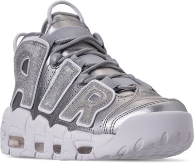 nike uptempo metallic silver