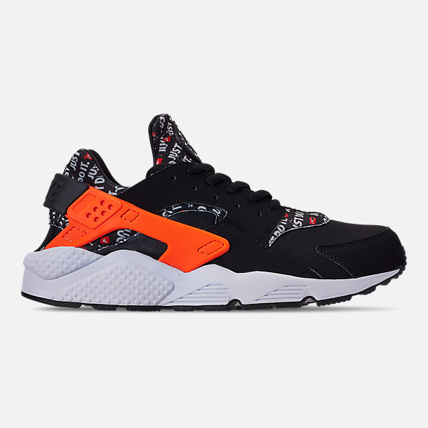Men's Nike Air Huarache Run JDI Running Shoes| Finish Line Right view of Men's Nike Air Huarache Run JDI Running Shoes in Black/Total Orange