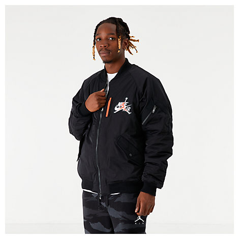 Nike Jordan Men's Mashup Wings Ma-1 Bomber Jacket In Black Nike Jordan Men's Mashup Wings Ma-1 Bomber Jacket In Black