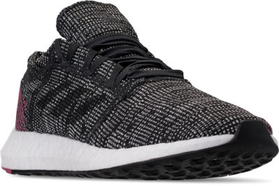 Three Quarter view of Women's adidas PureBOOST GO Running Shoes in Carbon/Carbon/Trace Maroon