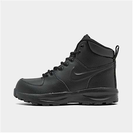 Shop Nike Big Kids' Manoa Leather Boots In Black/black/black