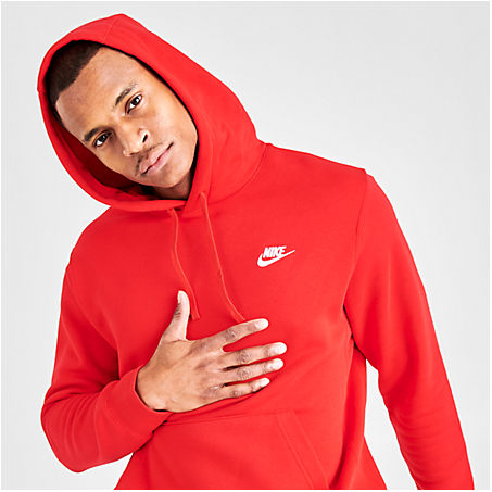Shop Nike Sportswear Club Fleece Embroidered Hoodie Size 2xlt In University Red/university Red/white