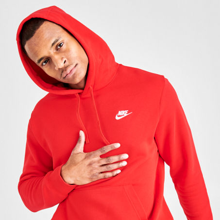 Shop Nike Sportswear Club Fleece Embroidered Hoodie Size 4xl In University Red/university Red/white