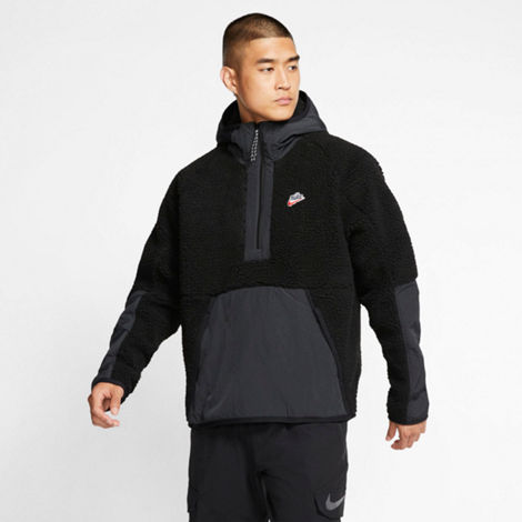 Nike Men's Sportswear Sherpa Half-zip Hoodie In Black | ModeSens