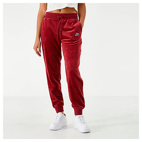 Nike Women's Sportswear Velour Heritage Jogger Pants In Red | ModeSens