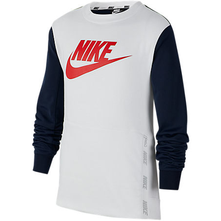 Nike Kids' Boys' Sportswear Hybrid Crewneck Sweatshirt In White | ModeSens