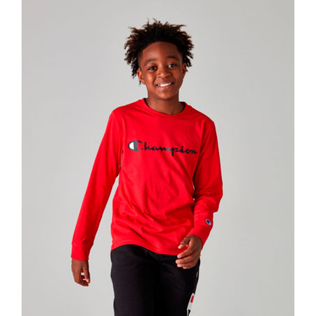 Champion Kids Heritage Logo Long Sleeve T shirt In Red ModeSens