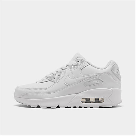 Shop Nike Big Kids' Air Max 90 Casual Shoes In White/white/mtlc Silver/white