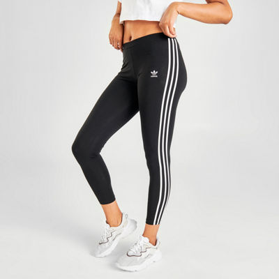 adidas originals three stripe leggings with vintage logo in black