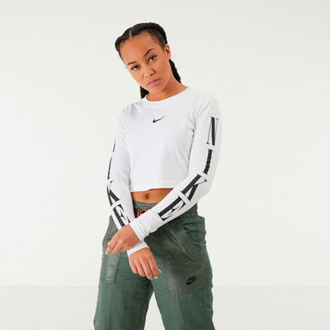 Nike Women's Sportswear Graphic Crop Long-sleeve T-shirt In White ...
