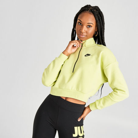 Nike Women's Sportswear Essential Half-zip Crop Fleece Top In Yellow