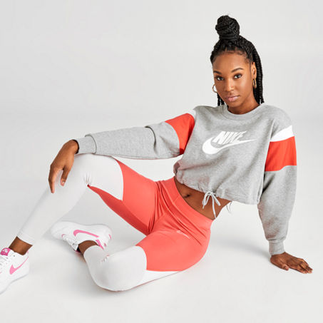 Nike Women's Sportswear Heritage Crop Crew Sweatshirt In Grey