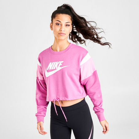 Nike Women's Sportswear Colorblocked Logo Cropped Sweatshirt In Pink