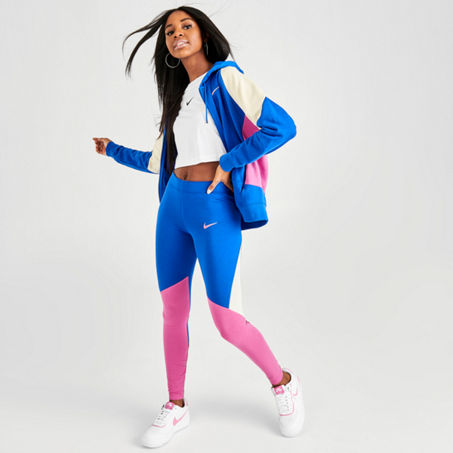 blue and pink nike leggings