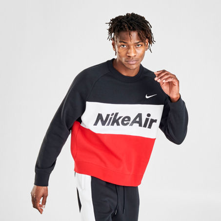 Nike Men's Air Colorblock Fleece Crewneck Sweatshirt In Black/red ...