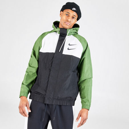 Nike Sportswear Swoosh Hooded Woven Jacket In Green/black | ModeSens