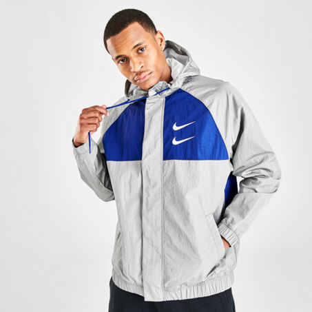 Nike Sportswear Swoosh Hooded Woven Jacket In Green/black | ModeSens