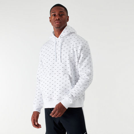 Nike Men's Sportswear Allover Print Swoosh Hoodie In White