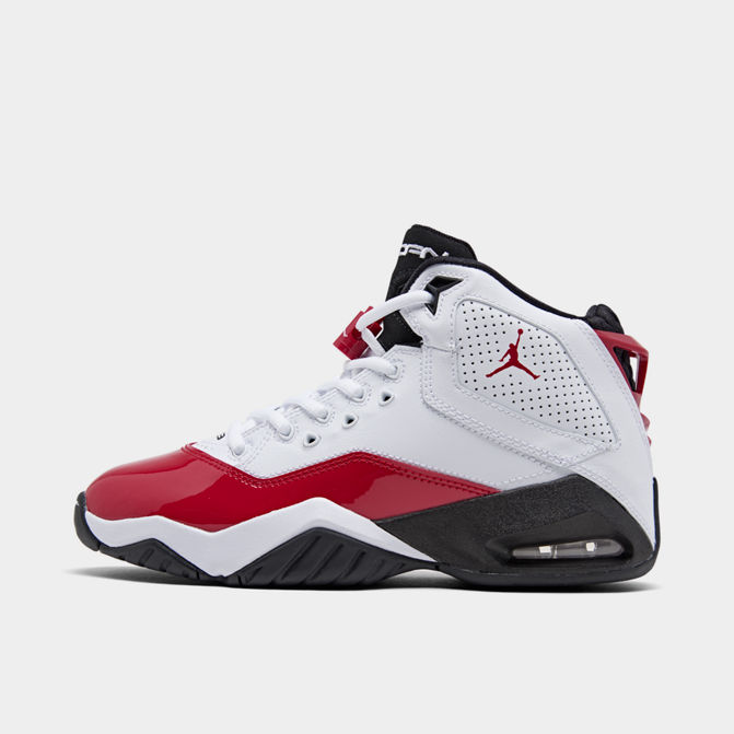 Right view of Boys' Big Kids' Jordan B'Loyal Basketball Shoes in White/Gym Red/Black