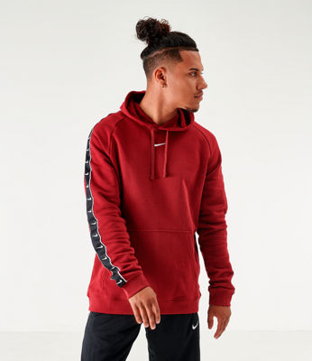 Nike Men s Sportswear Swoosh Tape Fleece Hoodie In Red ModeSens