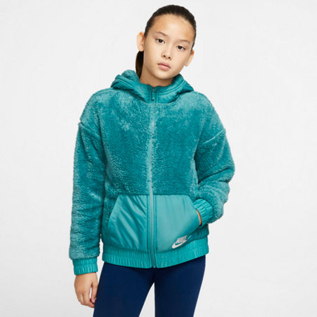 NIKE NIKE GIRLS' SPORTSWEAR SHERPA FULL-ZIP JACKET,5619124