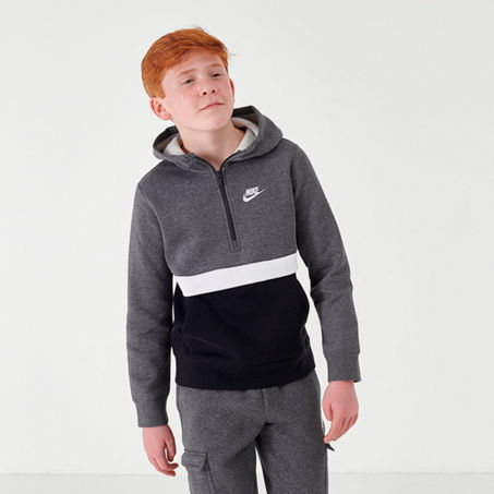 Download Nike Kids' Boys' Club Half-zip Hoodie In Grey | ModeSens