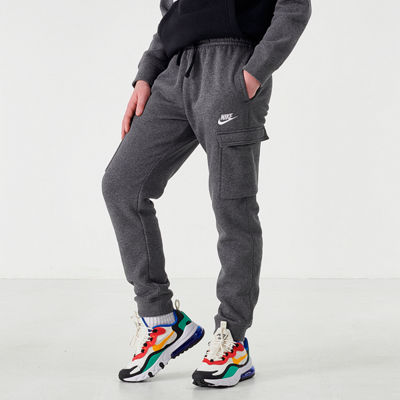 nike club cuffed cargo joggers in grey