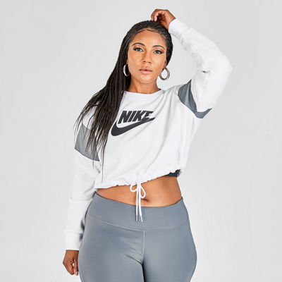 nike heritage crop crew sweatshirt white