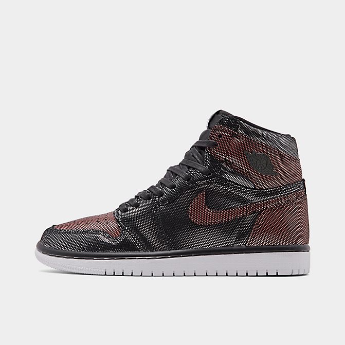 Right view of Women's Air Jordan 1 High OG Fearless Casual Shoes in Black/Black/Metallic Rose Gold/White