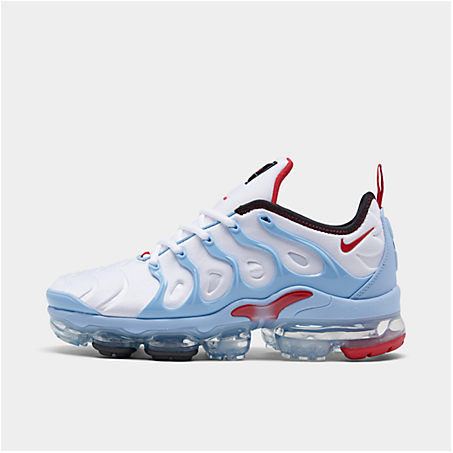 Shop Nike Men's Air Vapormax Plus Running Shoes In White/blue