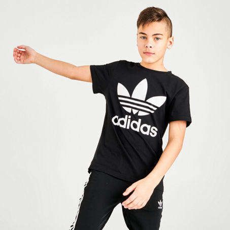 Adidas Originals Kids\' Trefoil Branded T-shirt Black In Black/white |  ModeSens