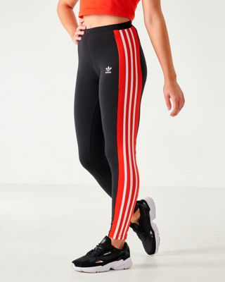 black adidas leggings with red stripes