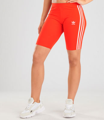 adidas 3 stripe shorts women's red