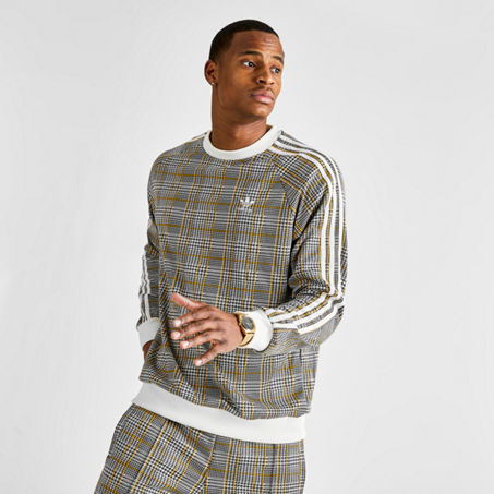 Adidas Originals Adidas Men's Originals Tartan Crewneck Sweatshirt In White  | ModeSens