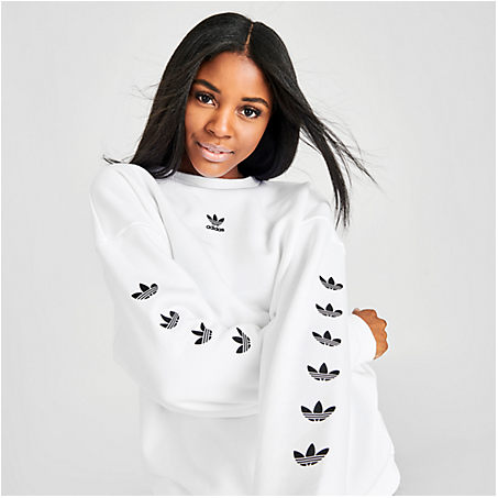 Adidas Originals Adidas Women's Originals Repeat Trefoil Crewneck Sweatshirt In White/black