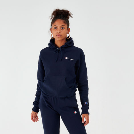 Champion Women's Reverse Weave Small Script Logo Hoodie In Blue