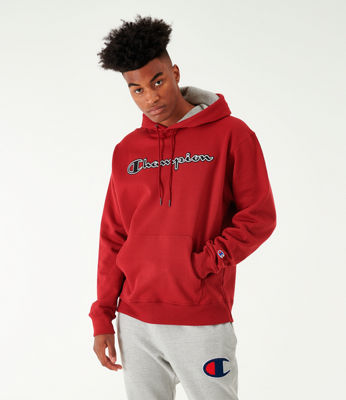 champion script hoodie red