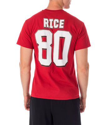 MAJESTIC MEN'S SAN FRANCISCO 49ERS NFL JERRY RICE NAME AND NUMBER T-SHIRT, RED,5553234