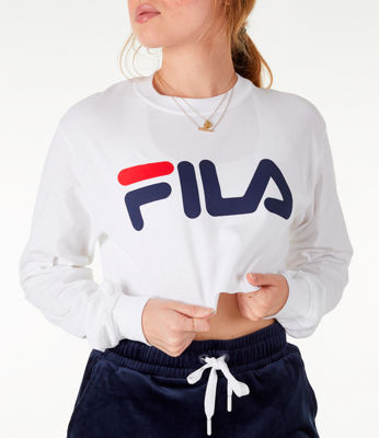 Women's Fila Colette Long-Sleeve Crop T-Shirt| Finish Line