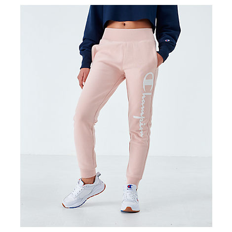Champion Women's Reverse Weave Script Jogger Pants In Pink | ModeSens