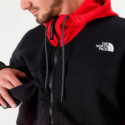 grey and red north face hoodie
