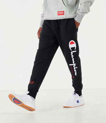 champion joggers men black