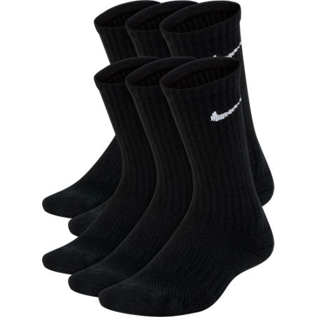 Nike Everyday Kids' Cushioned Crew Socks (6 Pairs) In Black